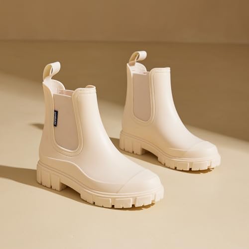 Image of WOWSTICK Women's Ankle Rain Boots Waterproof Lightweight Slip Resistant Fashion Garden Booties
