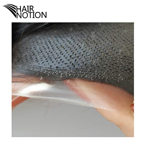 Hairnotion 0.04-0.06MM Thickness Super Thin Skin Front 1/8" V-looped Human Hair Toupee for Men (1#), 8”X10“ - Image 4