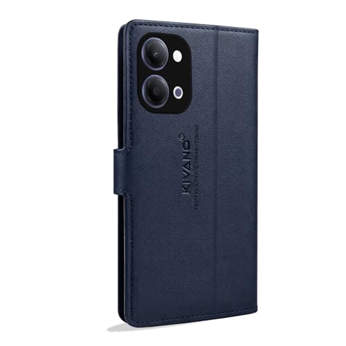 Image of KIVANO LUXE Compatible for Vivo T5 Lite 5G / Vivo Y21 5G / Vivo Y11 5G Artisanal Leather Wallet Case with Card Holder for Men Women, Magnetic Flip Folio Cover with Stand RFID Blocking Cell