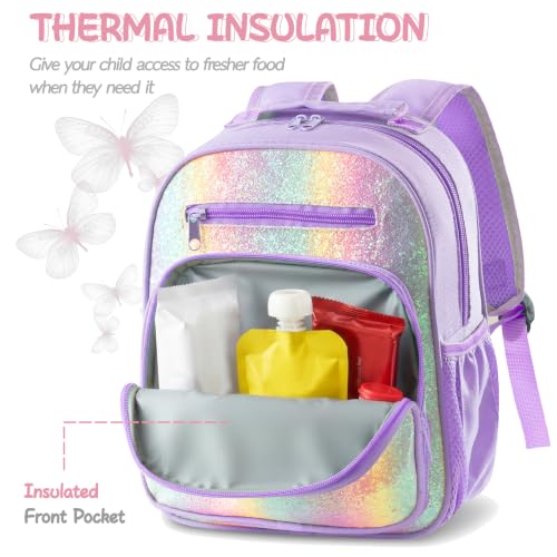 Image of Girls Backpack 5-8,Kindergarten Elementary School Kids Backpack for Girls,Lightweight Butterfly Bookbag with Chest Strap