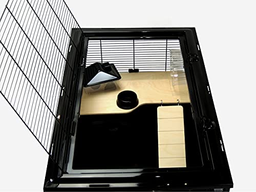 Little Friends Grosvenor Rat and Hamster Cage with Wooden Shelf and Ladder, Large, 78 x 48 x 36 cm, Black