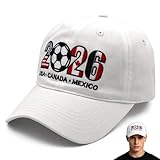Eiohiuy Soccer Hat 2026 Event Merchandise, Embroidered Adjustable Baseball Cap for Men and Women, White Cotton Hat, Soccer Fans Gifts Accessories and Decorations