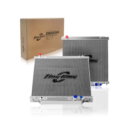 ZING KING DPI2741 Compatible with Ford 6.0 powerstroke 2003-2007 F250 F350 F450,2 Row Race Radiator，All Aluminum Radiator