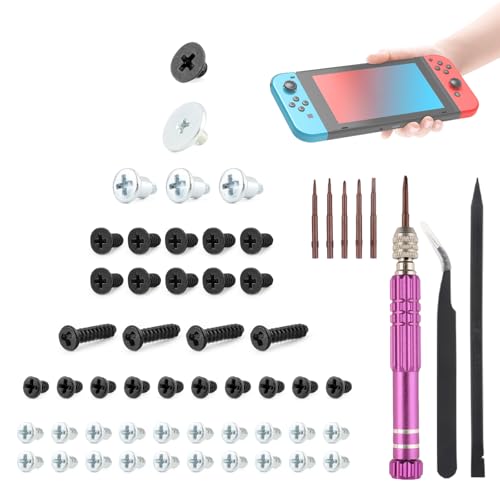 40PCS Full Screws Set for Nintendo Switch Screw Replacement Console Head Accessories Parts with Repair Tools