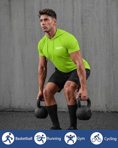 Twekfish Men's Workout Short Sleeve Hoodie, Lightweight Athletic Gym Running Shirts, Quick Dry Muscle Fit Hooded Sweatshirt — view 6
