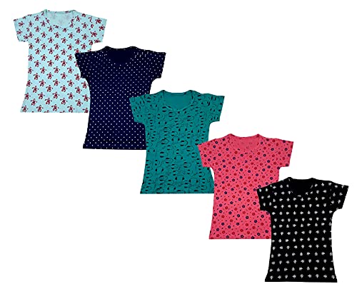 Image of KAYU Girls Cotton Full Printed Half Sleeves Tshirts (Pack of 5)