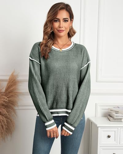 Image of ZAFUL Womens Oversized Sweaters 2025 Cable Knit Chunky Sweater Long Sleeve Crewneck Pullover Loose Outfits