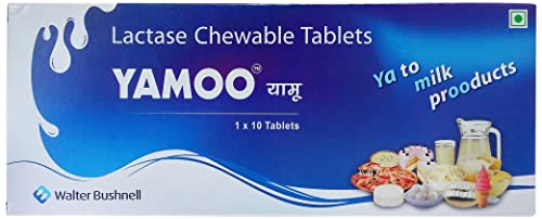 Yamoo Tablets Lactase Enzyme Supplement,4500 Fcc Units,Chewable Tablets,Pack Of 10 Capsules,1 Count