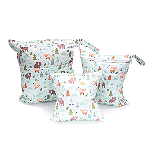 Juego de 3 Bolsas para pañales Impermeables,Morwealth Reutilizable Wetbag Lavables, de Viaje para la Playa, Piscina, Gimnasio Cover
