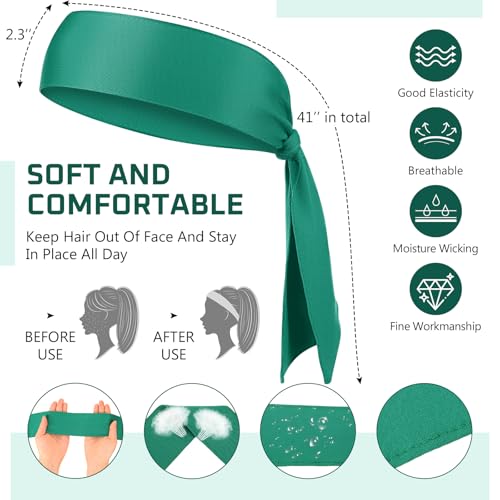 Image of Hiboom 30 Pack Tie Headband Bulk Sports Tennis Head Tie Ninja Karate Tie Back Athletic Sweatbands Adjustable Hair Bands for Women Men Basketball, Football, Soccer, Running, Yoga Workout