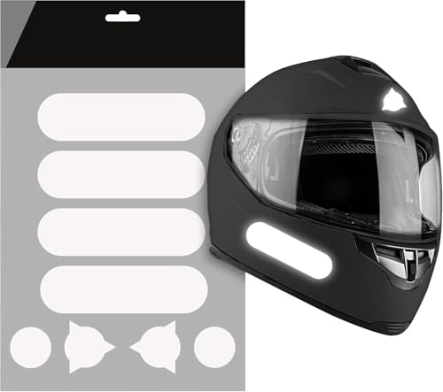 Autodomy Lot de 8 Autocollant Reflechissant Casque Moto | Bandes Adhésives Universelles Homologué pour la Sécurité et la Visibilité | Stickers Casque Moto...