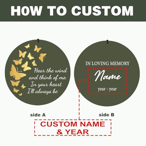 Image of Personalized Memorial Wind Chimes for Outside, Sympathy Gifts Wind Chime for Loss of Loved One, Beautiful Decor with Deep Tone, Ideal for Funeral, Remembrance & Bereavement, Produced in Texas