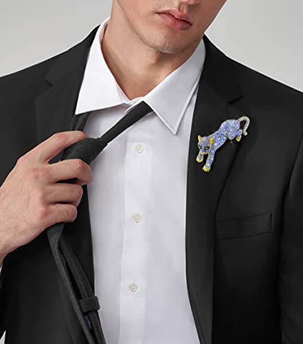 Image of Fashion Women Men Vintage Leopard Brooch Colorful Full Rhinestones Crystals Wild Animal Corsage Lapel Pin Birthday Gift Party