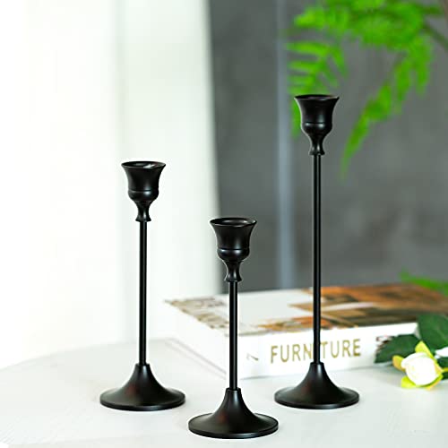 Romadedi Candlestick Holder Matte Black Candle Holder Set Of 3 Decorative Candle Holder For Taper Candle For Fireplace Mantel Dinning Table Home Decorations Black 1 Set thumb #2