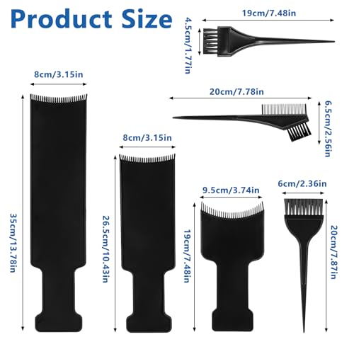 lusofie 6 pcs balayage board black balayage highlighting board and brush kit plastic balayage board with teeth for hair coloring dyeing diy hairdressing tint tool