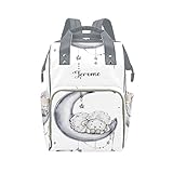 Personalized Name Diaper Bag Backpack Sleeping Lamb Moon and Stars Multifunction Travel Backpack Nappy Bag Daypack for Mom Dad Boy Girl