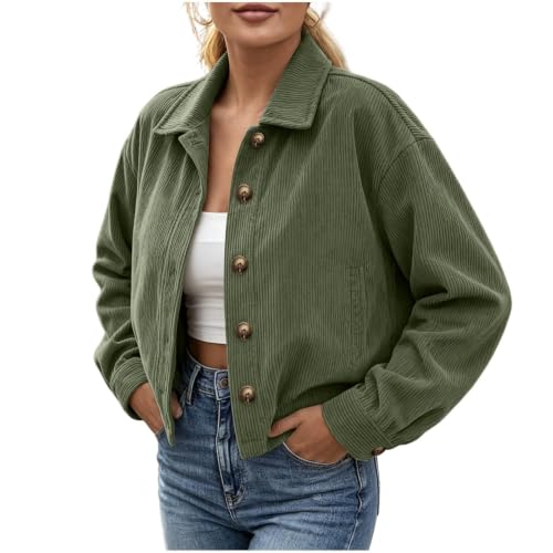 Fall Coats for Women Corduroy Jacket Cropped Cardigan Button Down Shacket - image 6
