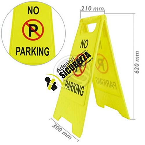 StickersLab - SEGNALE STRADALE IN PLASTICA RIPIEGABILE E PORTATILE DI PARCHEGGIO VIETATO CON SCRITTA "NO PARKING"