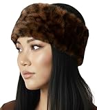 Funky Junque Fuzzy Headbands for Women – Fluffy Faux Fur Ear Warmer Head band, Warm Winter Furry Ear Muff Head Wrap Cozy Fit - Leopard - Brown