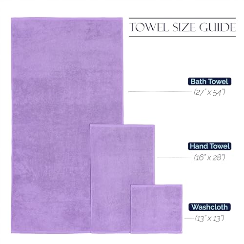 Image of Elegant Comfort Premium Cotton 8-Piece Towel Set, Includes 4 Washcloths, 2 Hand Towels and 2 Bath Towels, 100% Turkish Cotton - Highly Absorbent and Super Soft Towels for Bathroom, Lilac