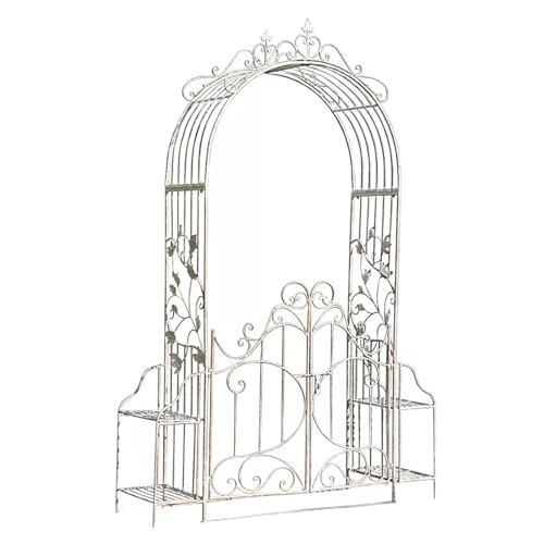 Vintage Wrought Iron Garden Arch with Gate - Elegant Trellis