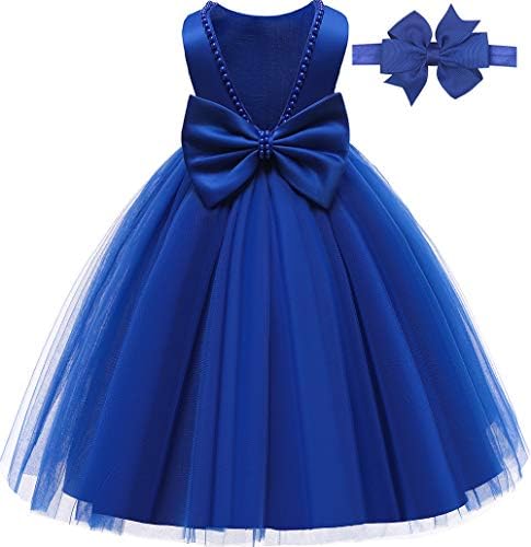 Baby Girl Party Wedding Easter Dress Blue, Sleeveless Floor Length Tutu Tulle Dance Gown 6-9 Months
