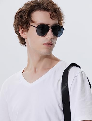 Veda Tinda Vision Aviator Sunglasses Men Polarized Black Classic Retro Oversized Vintage2