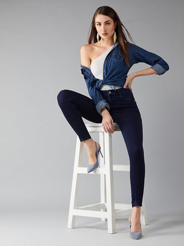 Image of Dolce Crudo Women's Skinny High Rise Bleached Cropped Stretchable Denim Jeans