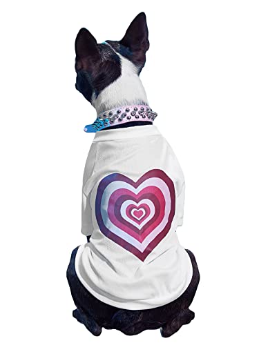 QWINEE Cute Heart Print Dog Tee Shirt Soft Stretchy Puppy T Shirt Valentine Pet Party Outfits for Small Medium Cats Dogs White XL