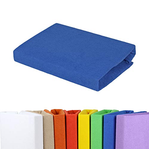 Gerald Wittmann Sábana bajera ajustable de 90 x 200 – 100 x 200 cm, rizo, azul real