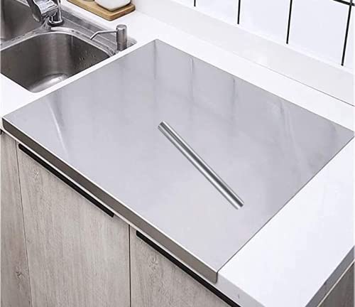 80 x 50 cm Küchenarbeitsplatte Schneidebrett aus Edelstahl Professionelle Küchenarbeitsplatte Edelstahl-Schneidebrett mit die L-förmiger Saum for Küche,Gebogener Cover