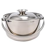 PAMINGONO Pentola in Acciaio Inossidabile con Coperchio 16 CM Pentola Multifunzionale per Cottura a Vapore e Noodle Compatibile con Fornelli a Induzione e a Fiamma Leggera e Portatile