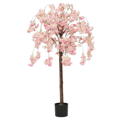 Ligne Déco - Cerisier Artificiel Retombant Rose 110cm | Plante Artificielle Pot Plastique Noir Intérieur Imitation Terre | Decoration Maison Élégante et Réaliste |...
