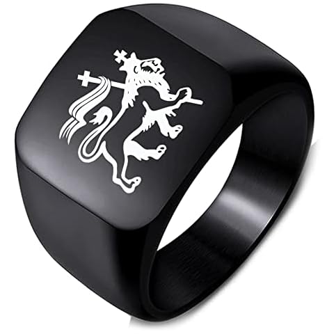 ZOVIVI Stainless Steel Women/Men Lion Of Judah Emblem Finger Jewelry Ring Band, 3.Black 17MMx18MM Cover