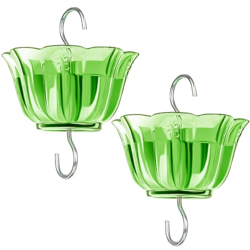 Kingsyard 2-Pack Ant Moat for Hummingbird Feeders & Oriole Feeders, 5 Oz Insect Guard with Large Capacity, Nectar Feeder Accessory Hooks (Green)
