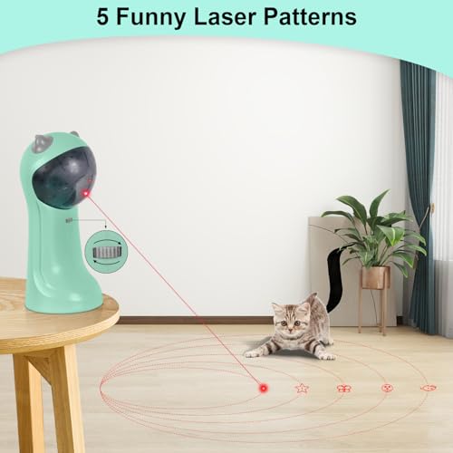 TBTeek Cat Toy, Automatic, Motion-Activated, Rechargeable, 5 Fun Patterns, Random Rotating Trajectory, 4 Speed Modes, Adjustable Light Angles for Indoor Cat Kitten Dog(Green) - Image 4