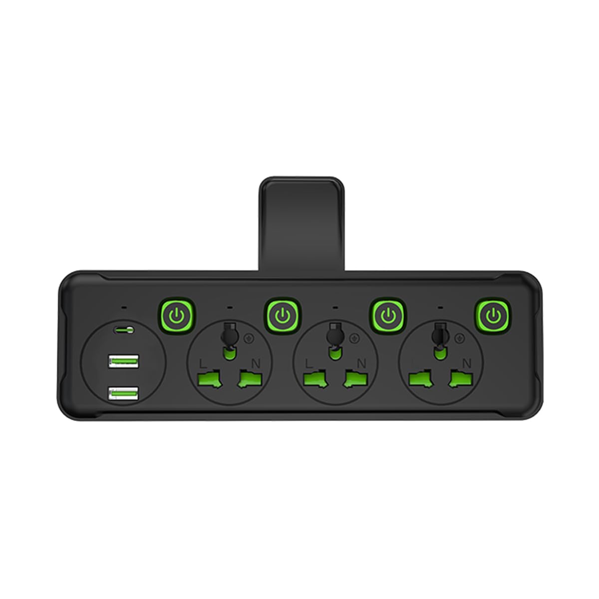 Multi Plug Wall Outlet Extender,2500W,3 Way Electrical Outlet Extender With 2 USB And 1 Type-C Port,Universal Plug Adapter,Charging Station for Home, Office,Individually Switched (Black)