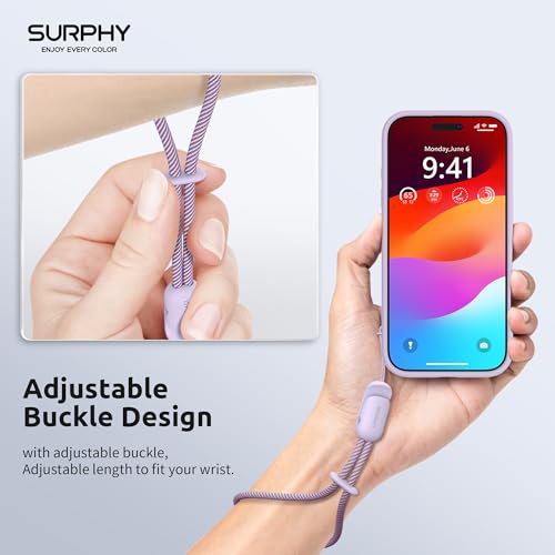 Image of SURPHY 2 Pack Phone Lanyard, Phone Wrist Strap for Case, Camera Wrist Strap | Ultra-Light 2-Color Braided Phone Strap, Cellphone Charm Strap, Anti-Lost Wrist Lanyard for Women and Men, Lilac Gray