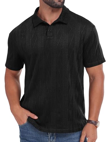 Sailwind Men's Short Sleeve Texture Polo Shirts Casual Summer Classic Collared Golf Shirt3