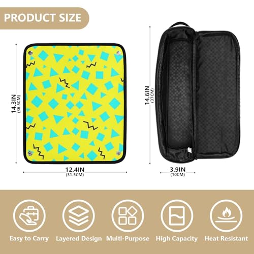 Estuche de viaje 2 en 1 para rizadores con tapete resistente al calor, portátil para planchas, alisadores y rizadores, patrón abstracto Memphis 80S para mujer miniatura 4