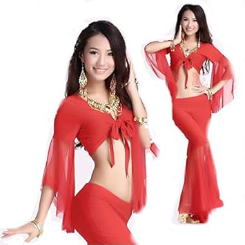 Amazon Co Jp ベリーダンス チョリ ボレロ ダンス衣装 袖広がり 裾シースルー コスチューム ステージ衣装 ダンサー 衣装 スポーツウェア フィットネス 選べるカラー C Bolero Am レッド 赤 ホビー