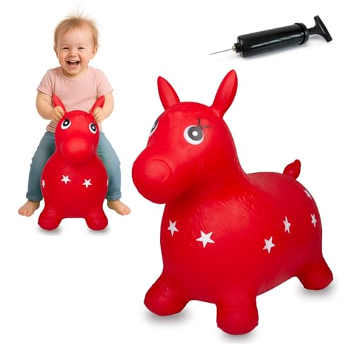 JAMARA 460317 Hüpftier Pferd HoppyDoo - Spielzeug für Kinder, Hüpfspielzeug Baby Indoor/Outdoor, Geschenk für Kids, Gartenspielzeug, Bouncing, Pflegeleicht, BPA frei, mit Pumpe