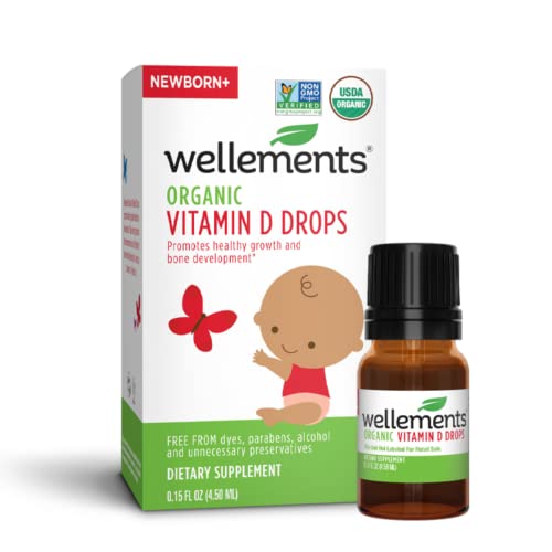 Wellements Certified Organic Baby Vitamin D Drops Liquid Vitamin D3