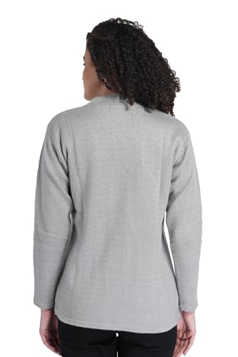 Image of MANRA Women's Woolen V-Neck Buttoned Full Sleeve Cardigan Self Design Soft Wool Fabric Winter Wear Pure Wool Sweater Fully Warm with Front Pockets Stylish Cardigan