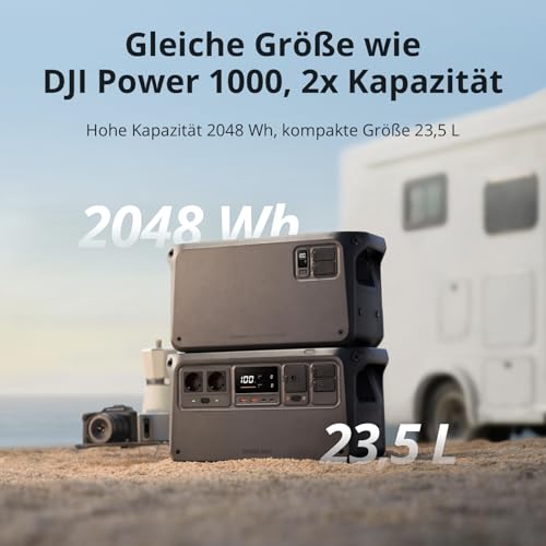 DJI Power Expansion Battery 2000, 2048 Wh Erweiterungsakku, hohe Kapazität, f. Powerstation DJI Power 1000, extra Erweiterungsakku f. mobile Generatoren, Haus, Sicherung, Camping, Wohnmobile, Notfälle