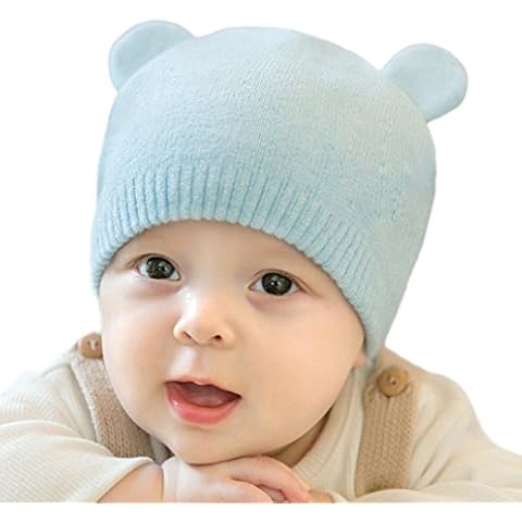 ECHERY Baby Boys Girls Autumn Winter Warm Knit Skull Cap Toddler Newborn Kids Beanie Hat Blue Cover