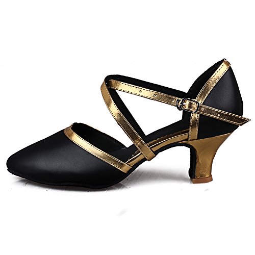 HROYL Mujeres Zapatos de Baile/Zapatos Latinos de el Oro Cuero para Mujeres ES515-5 EU 38