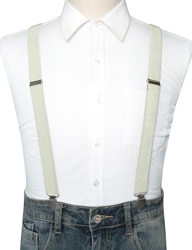 Image of RBOCOTT Mens Solid Color Suspender with 3 Cilps Adjustable Braces