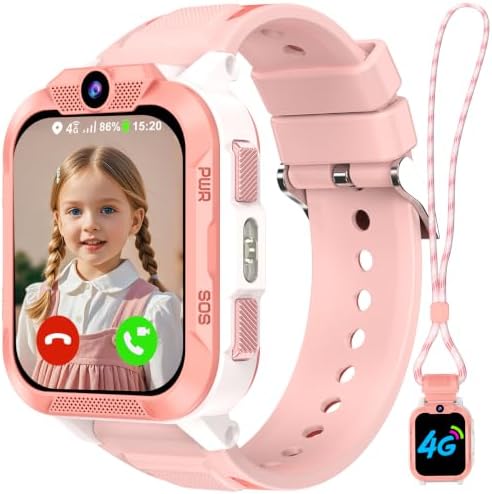 Baolubao 4G Smartwatch Kinder mit GPS und Telefon, SOS-Taste, Schulmodus | Kinder Telefonuhr mit SIM Slot, Taschenlampe，Sprachchat, Schrittzähler, IP68, Kinderuhr für Mädchen Gesch