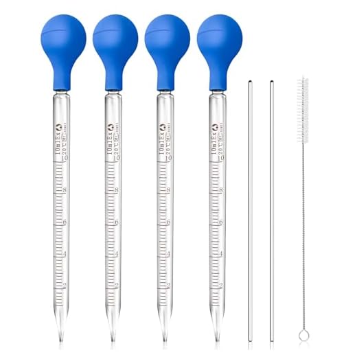 4 Stück Pipette 10ml,Glaspipette Pipette mit 2 Glasstäben Gummikugel und Reinigungsbürste,Glas Dropper Pipetten Lab Pipettes für Präzises Messen und Mischen